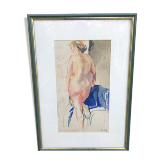 Nude watercolor by Pierre Vallet