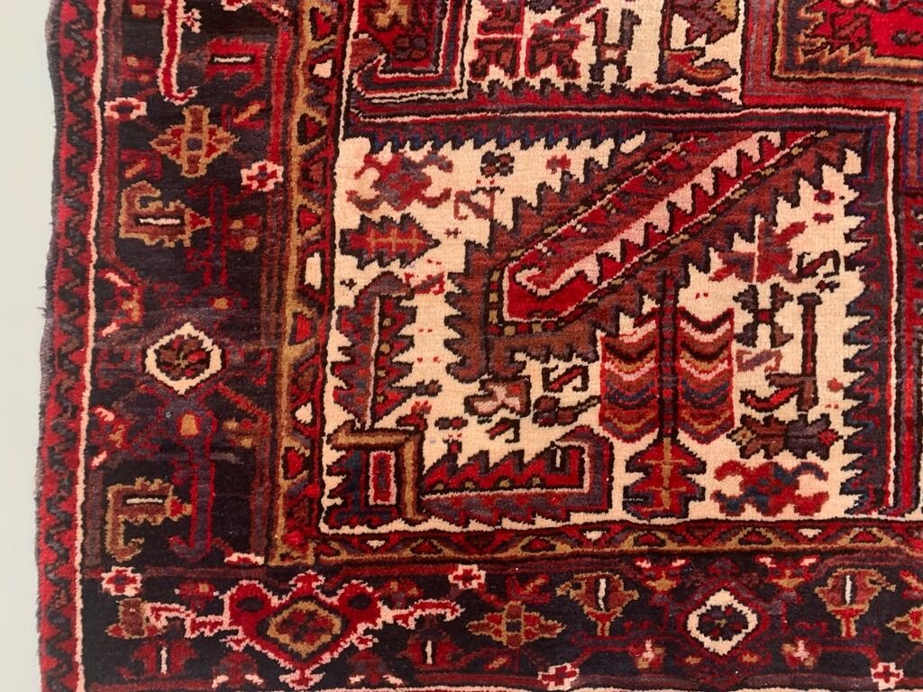 Antique Heriz Rug 335x235 cm Wool Oriental Hand Made Carpet Red, Brown, Blue