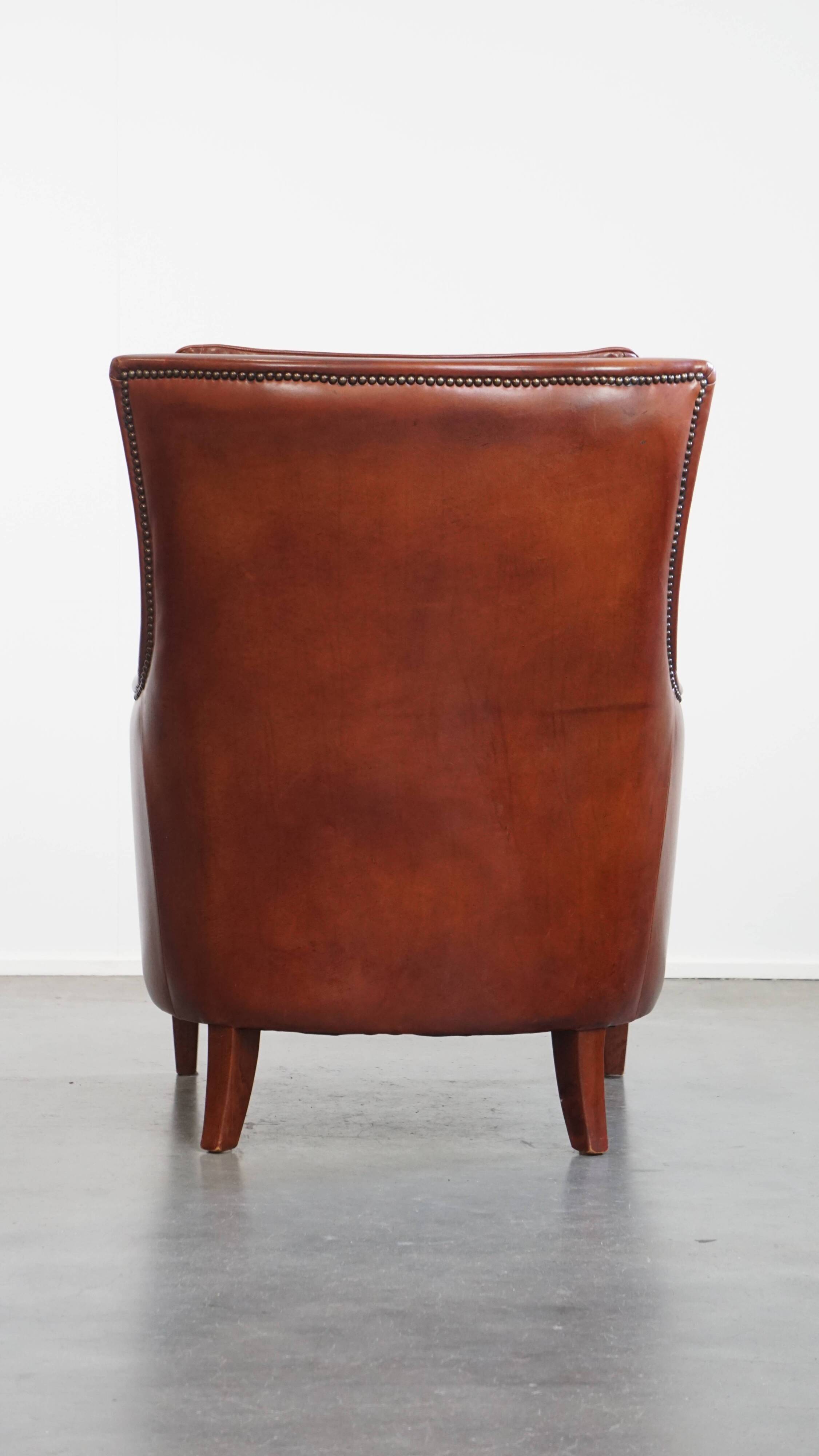 Armchair Made from Cognac-Colored Cowhide Leather