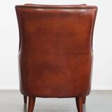 Armchair Made from Cognac-Colored Cowhide Leather