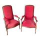 Lot of red velvet Voltaire armchairs