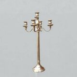 Antique large five-armed chrome-plated steel candlestick - 76cm