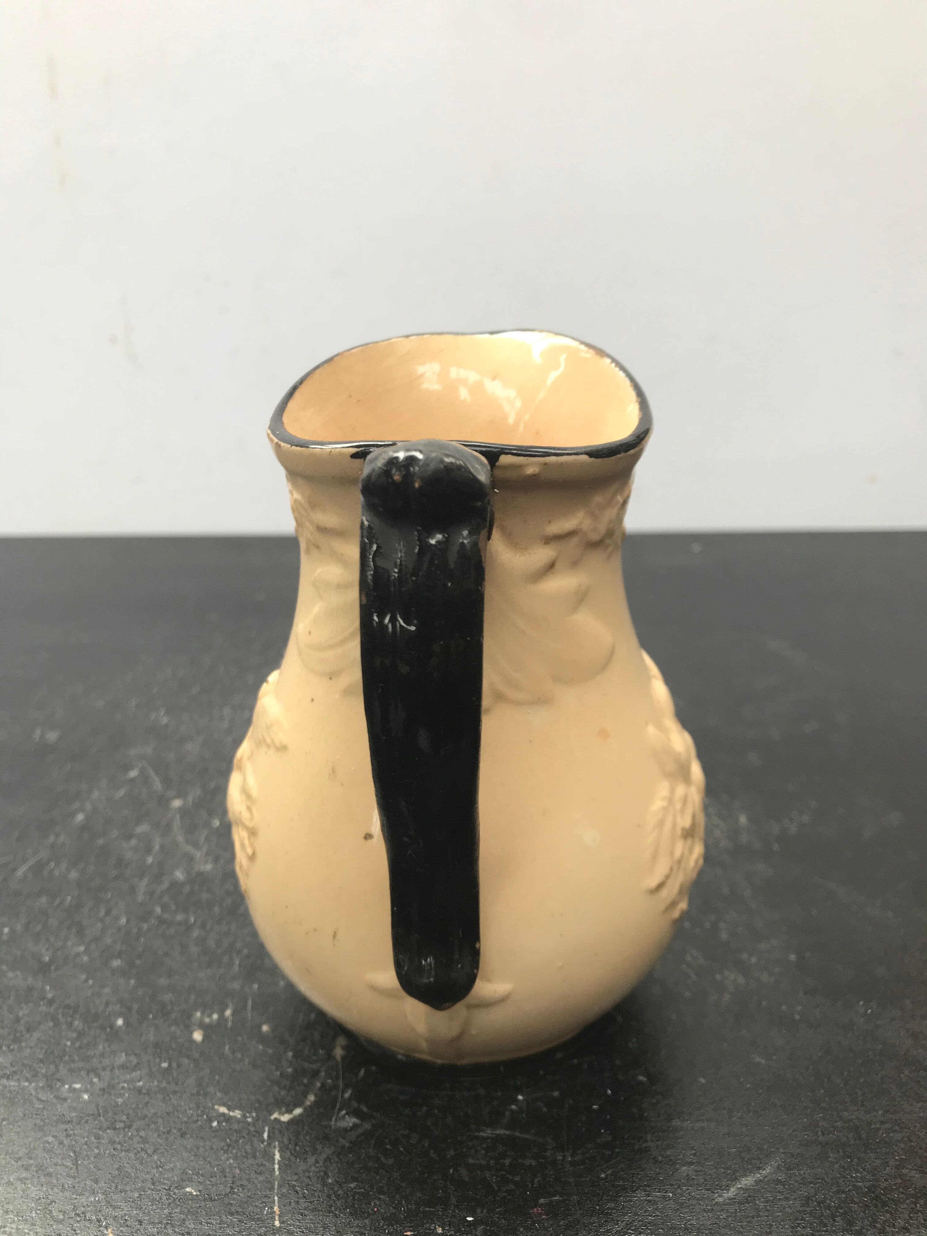 Former pitcher Kg Luneville ceramics beige - vintage black anse