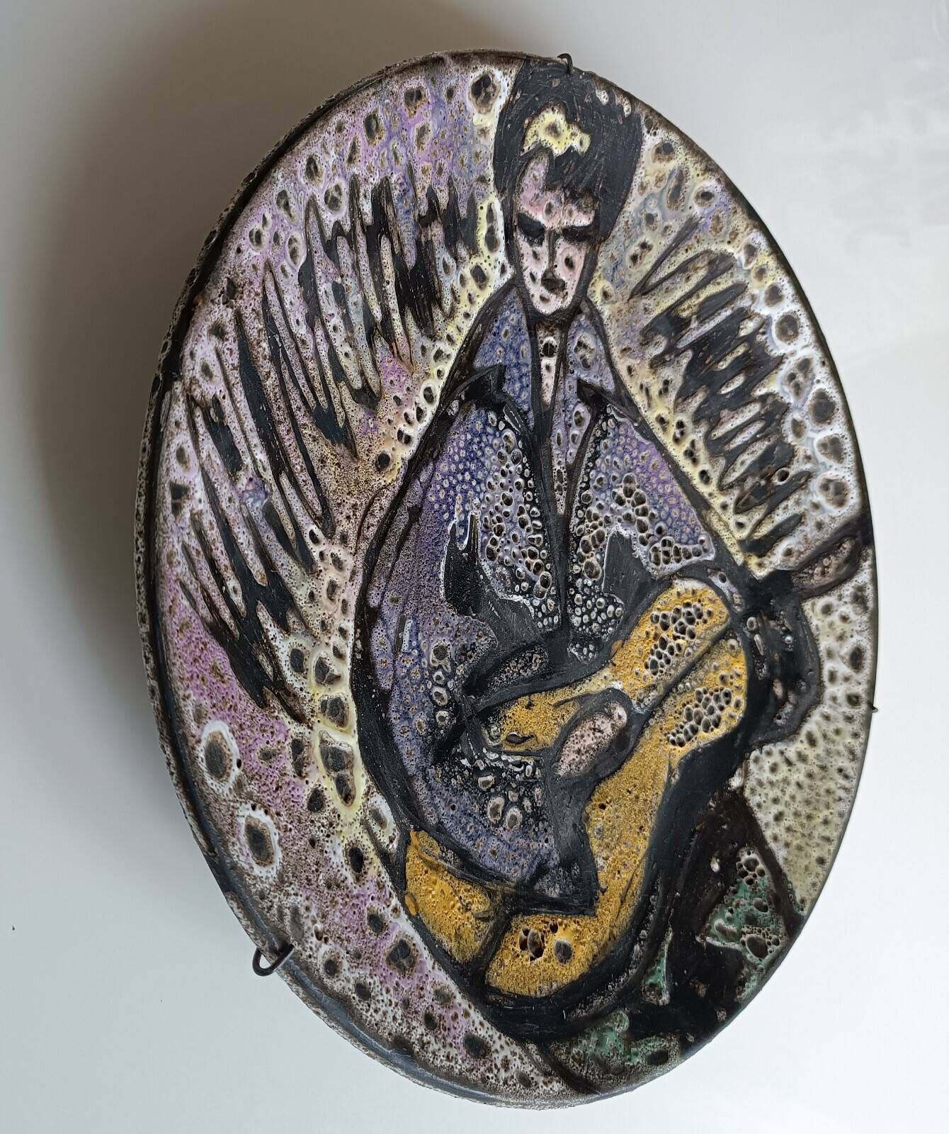 Huguette & marius bessone large ceramic plate vallauris the guitarist 1