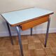 Set chair and school desk in steel, wood and formica, 50s-60s