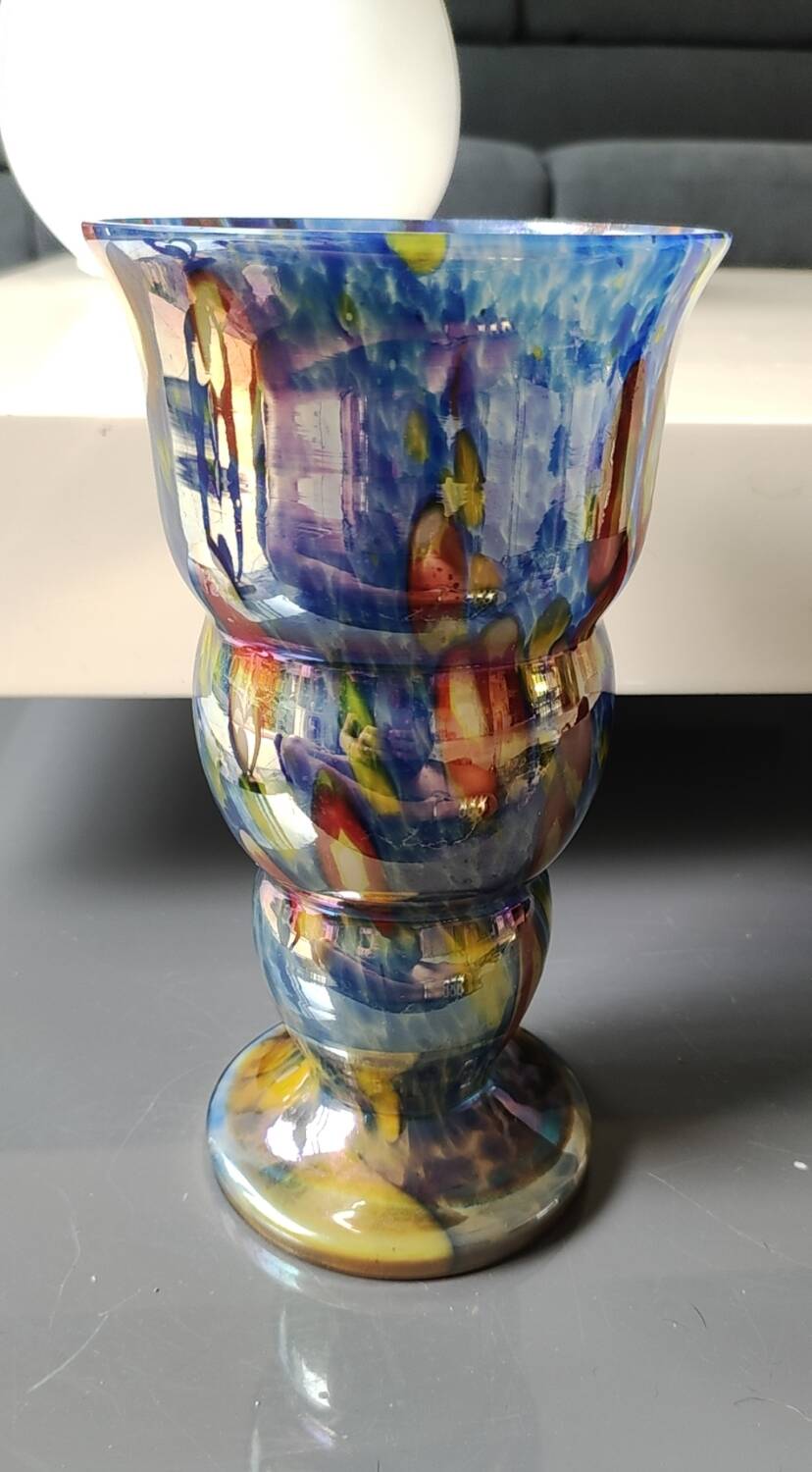 Boho chic iridescent/Iridescent vase. Millefiori. Wilhelm Kralik