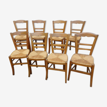 lot 8 chaises anciennes paillée