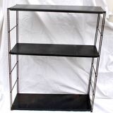 Etagère string moderniste modulable en fer forgé et tôle noir, 1950-1960