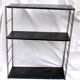 Etagère string moderniste modulable en fer forgé et tôle noir, 1950-1960
