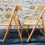 Set of 2 vintage folding chairs, rattan cane for Habitat, circa 70/80