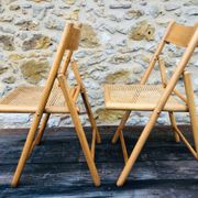 Set of 2 vintage folding chairs, rattan cane for Habitat, circa 70/80
