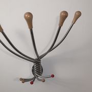 Vintage Wall mount ‘Octopus’ metal and wood swivel coat rack