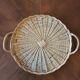 Vintage round rattan/wicker tray