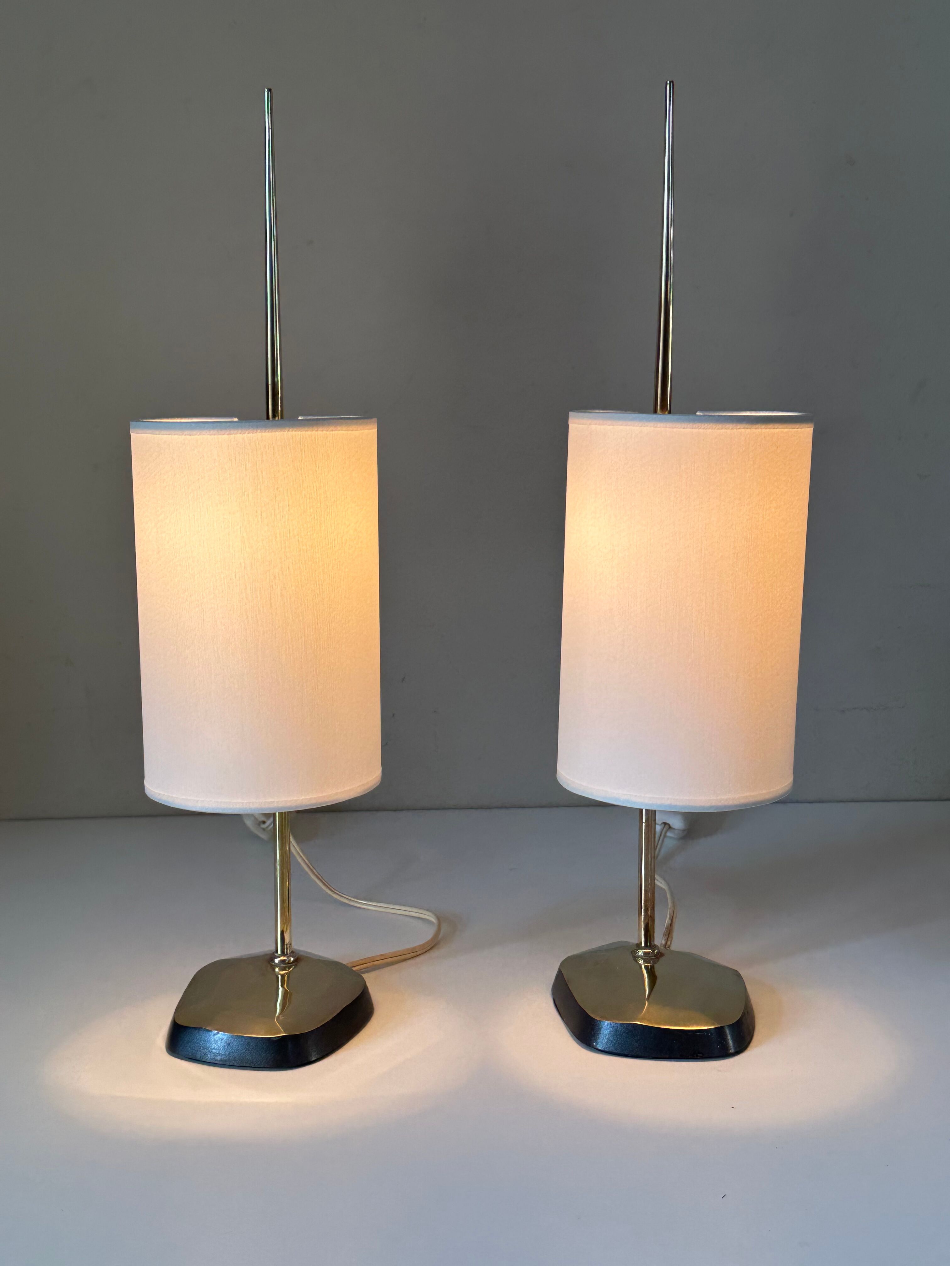 Pair of vintage brass lamps design 60 years