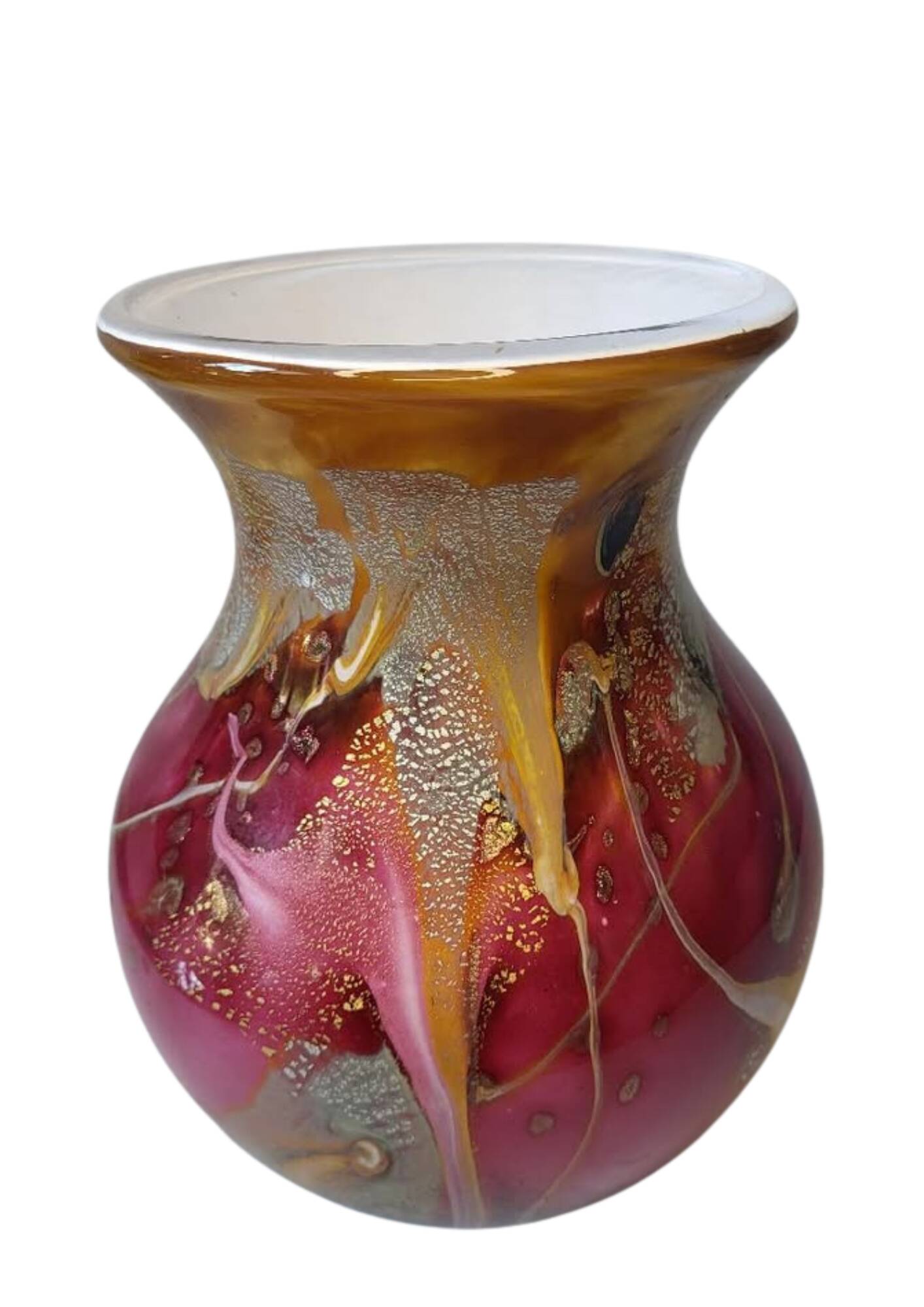 Glass vase - signed - gold leaf - Art Nouveau influence