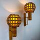 Pair of mid-century rattan wall sconces, Italy 1970s