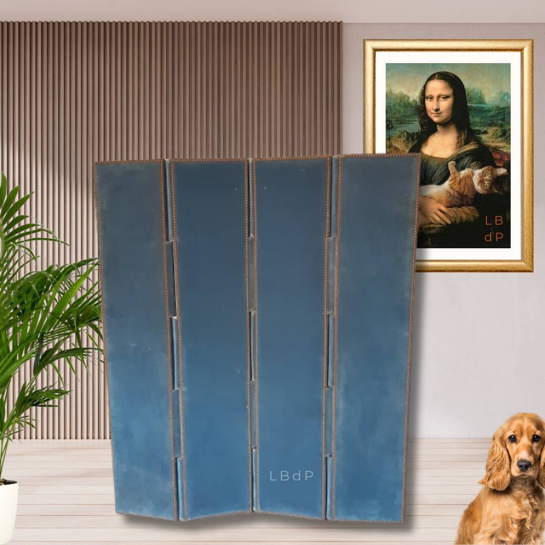 Antique screen with 4 leaves or 4 double-sided panels.