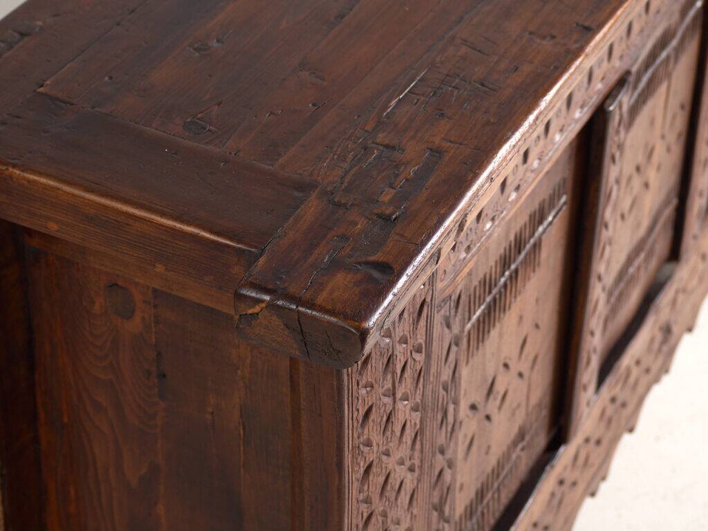 Antique carved pine wood buffet – Xinjiang, circa 1900