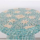 Mushroom style turquoise pearlescent mosaic coffee table 45x52 cm