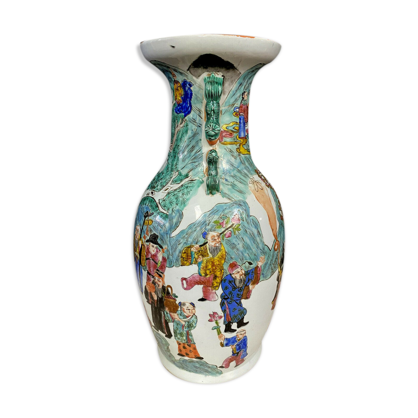 Porcelain baluster vase has polychrome decoration  China 1900