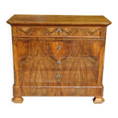 Walnut and walnut burl commode in Louis Philippe style.