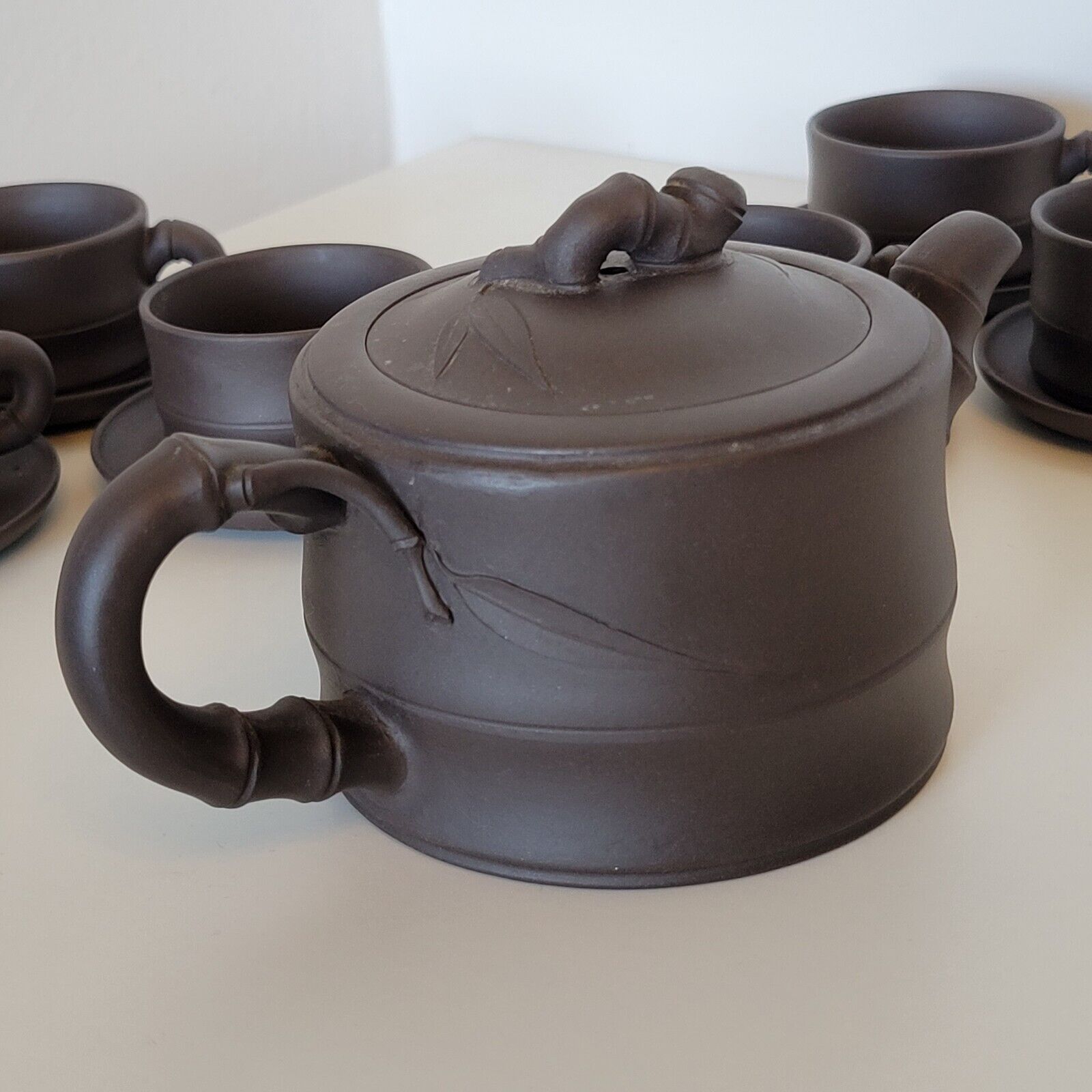 Chinese Terracotta Tea Set Yixing Bamboo Decor