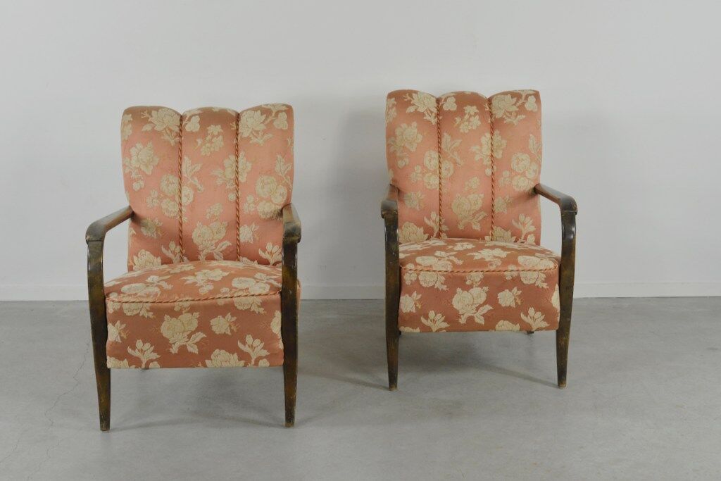 Set of 2 Swedish sculptural armchairs from the 1950s