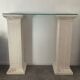 Console vintage en travertin, bois et verre