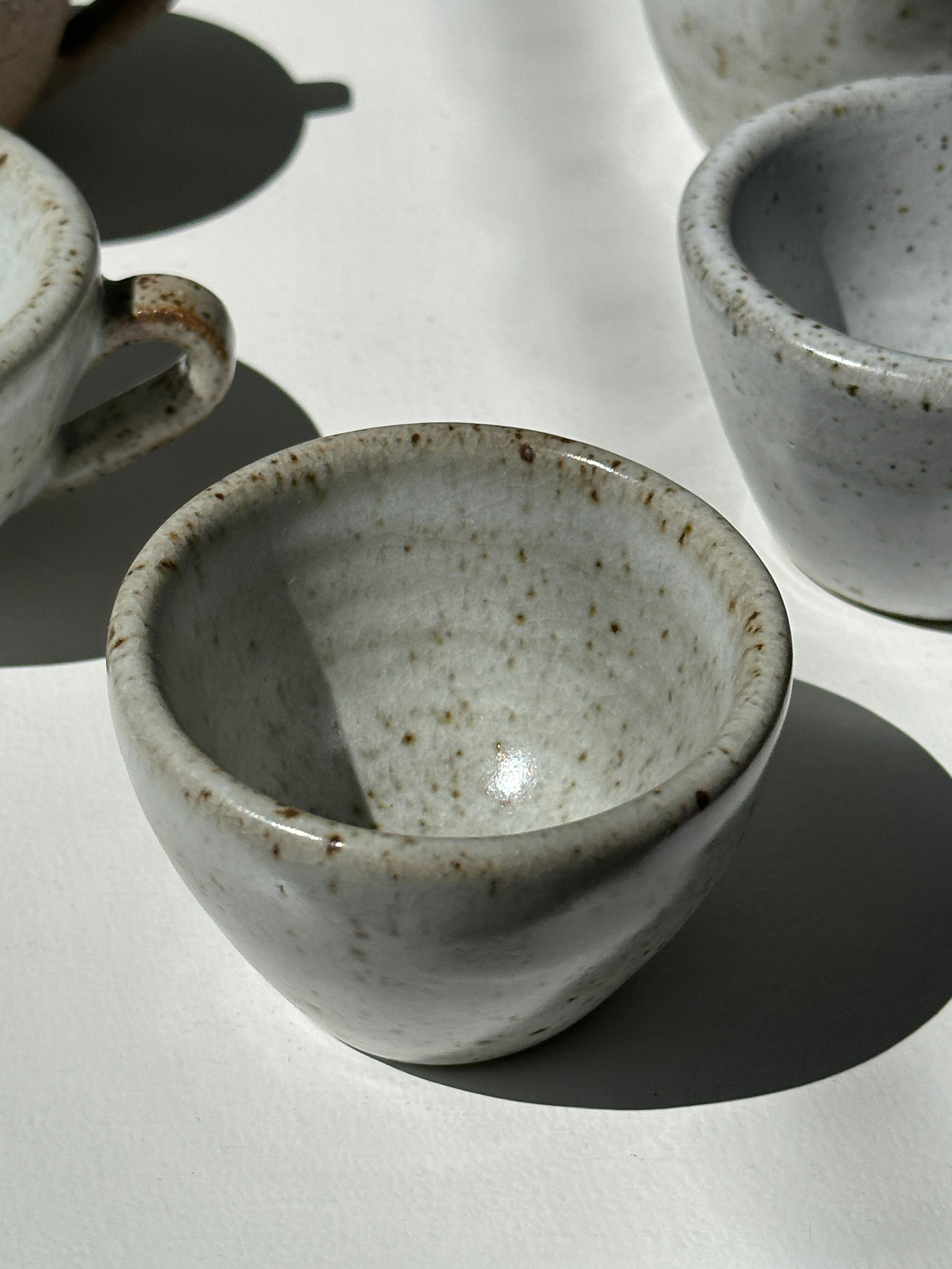 Set of 5 Indonesian ceramic handle coffee cups