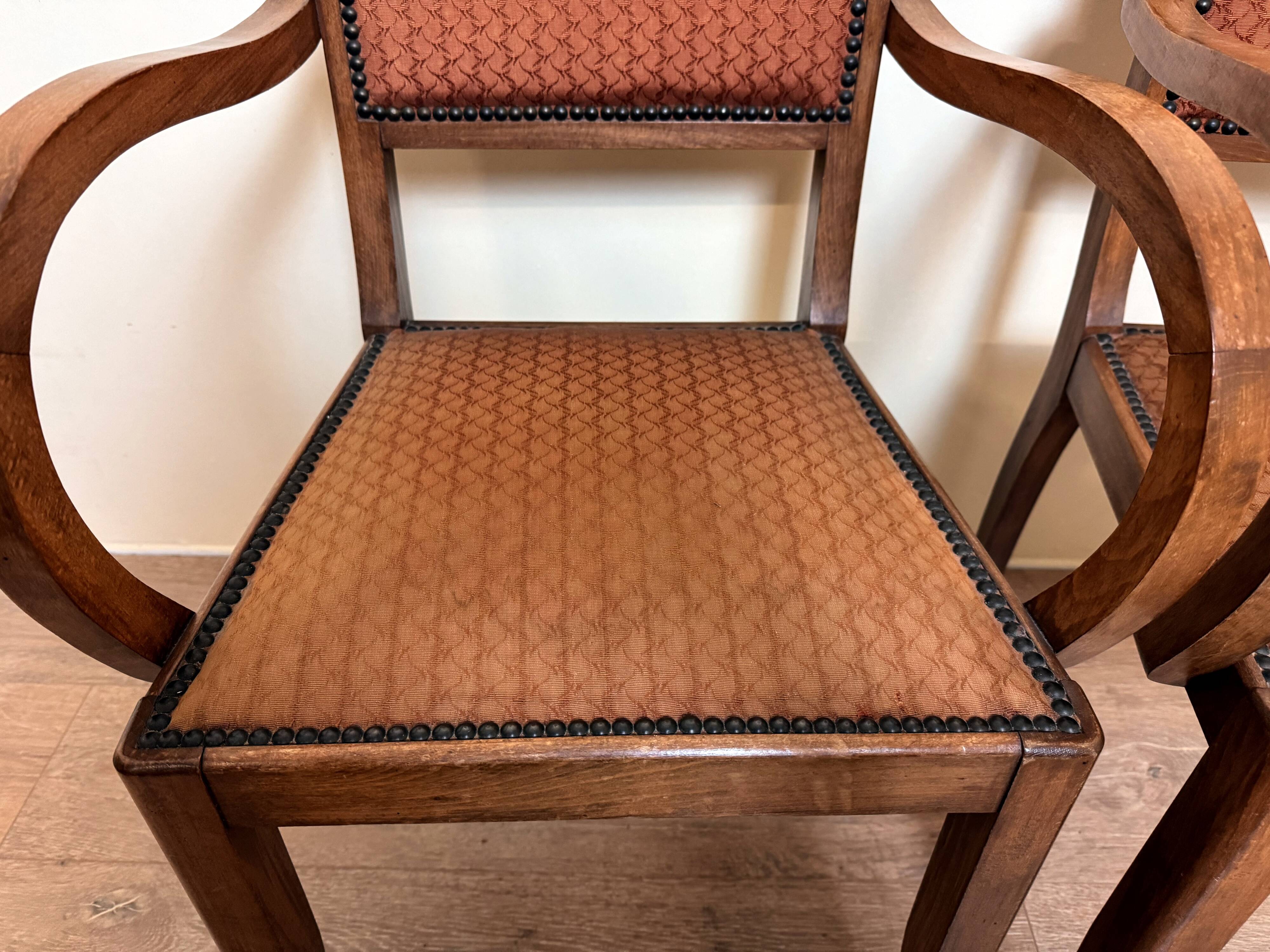 Pair of bridge armchairs art deco period in walnut circa 1940