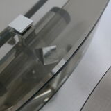 Pair of smoked glass and vintage chrome wall lamps