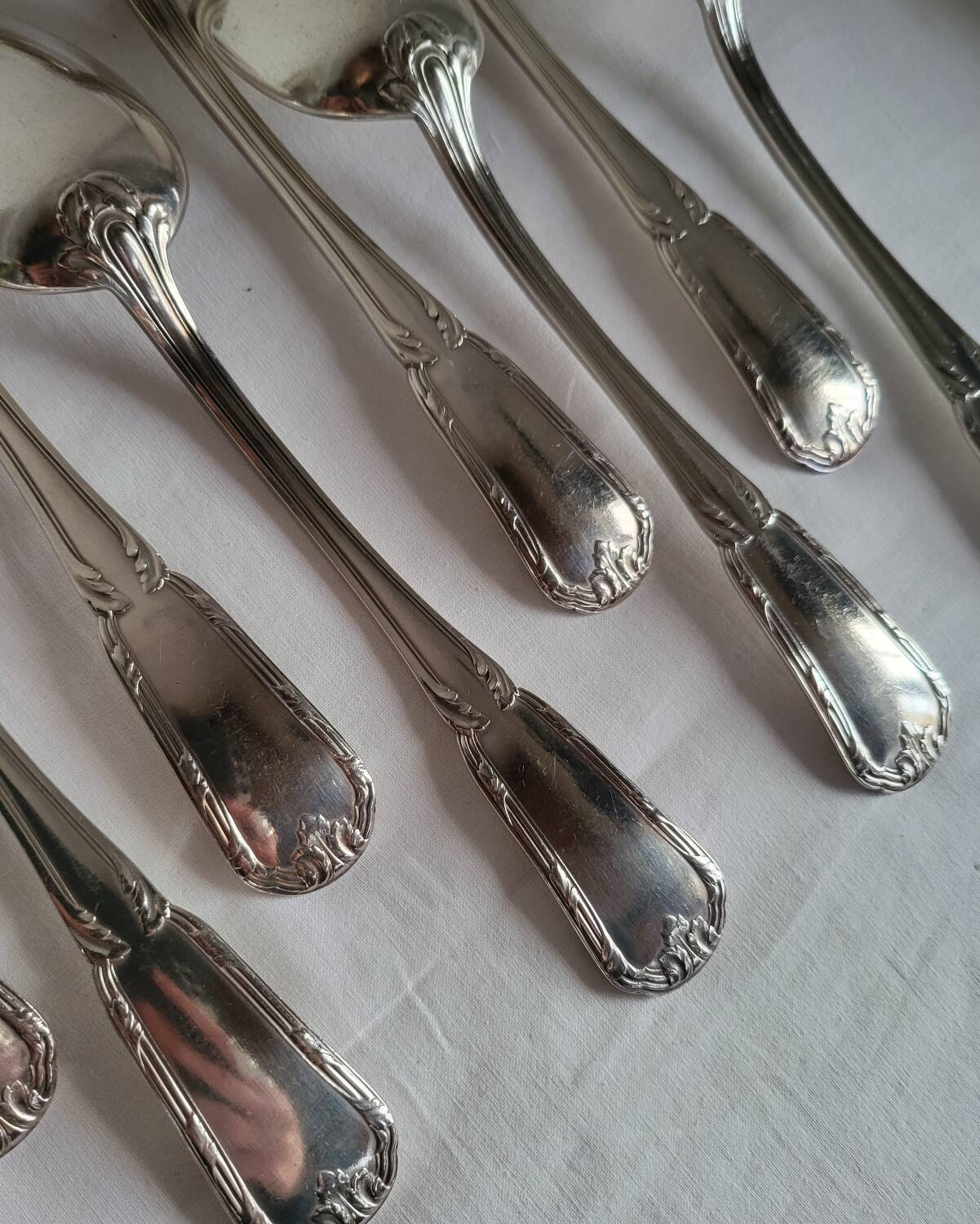 12 Large Silver-Plated Metal Spoons Boulenger Table Cutlery