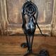 Art Deco lamp in blue glass paste with rose decoration – poetic rarity