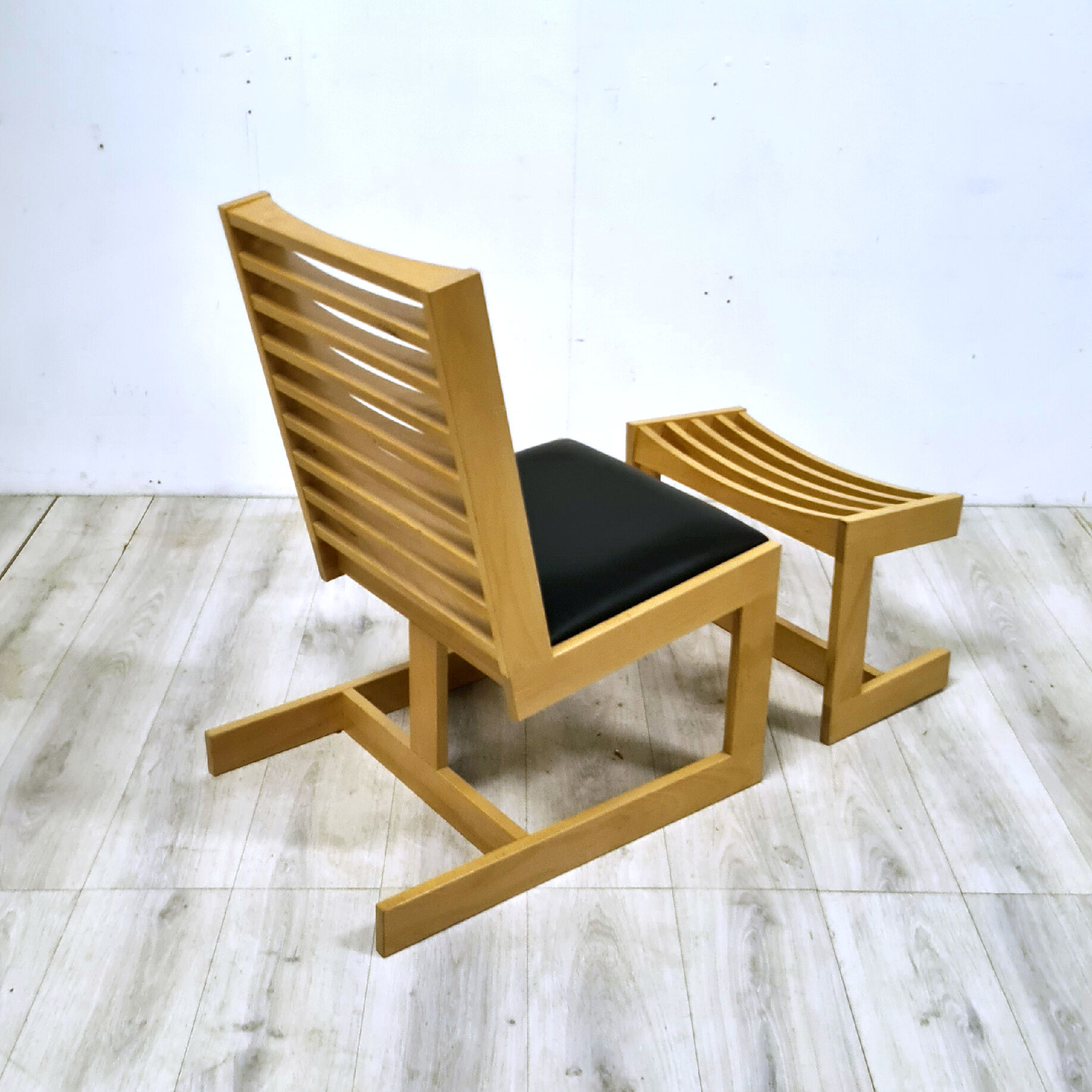 Modernist constructivist lounge chair with ottoman, 1980s