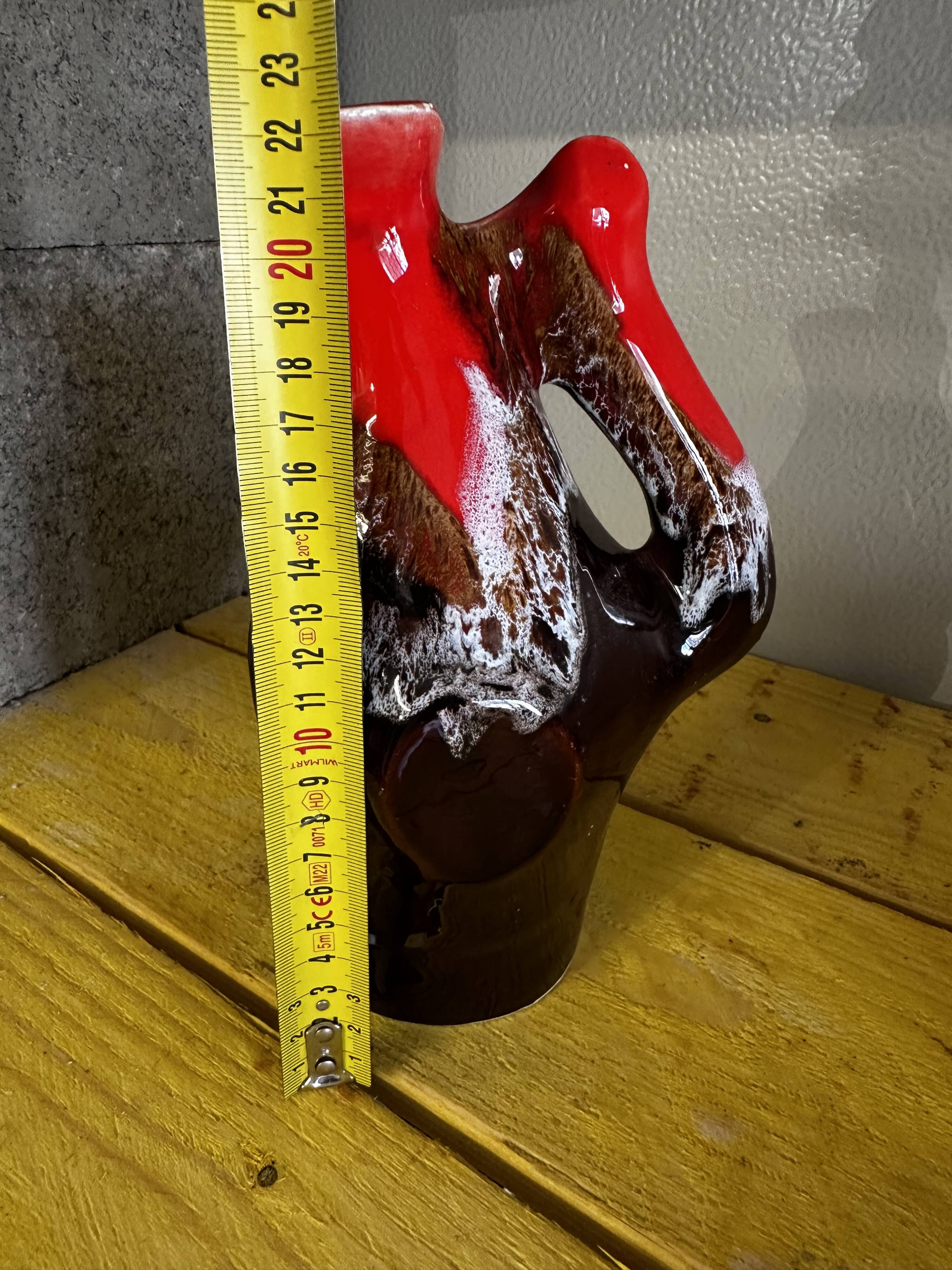 Vallauris Glazed Ceramic Pitcher Vase - Free Form H 22 cm