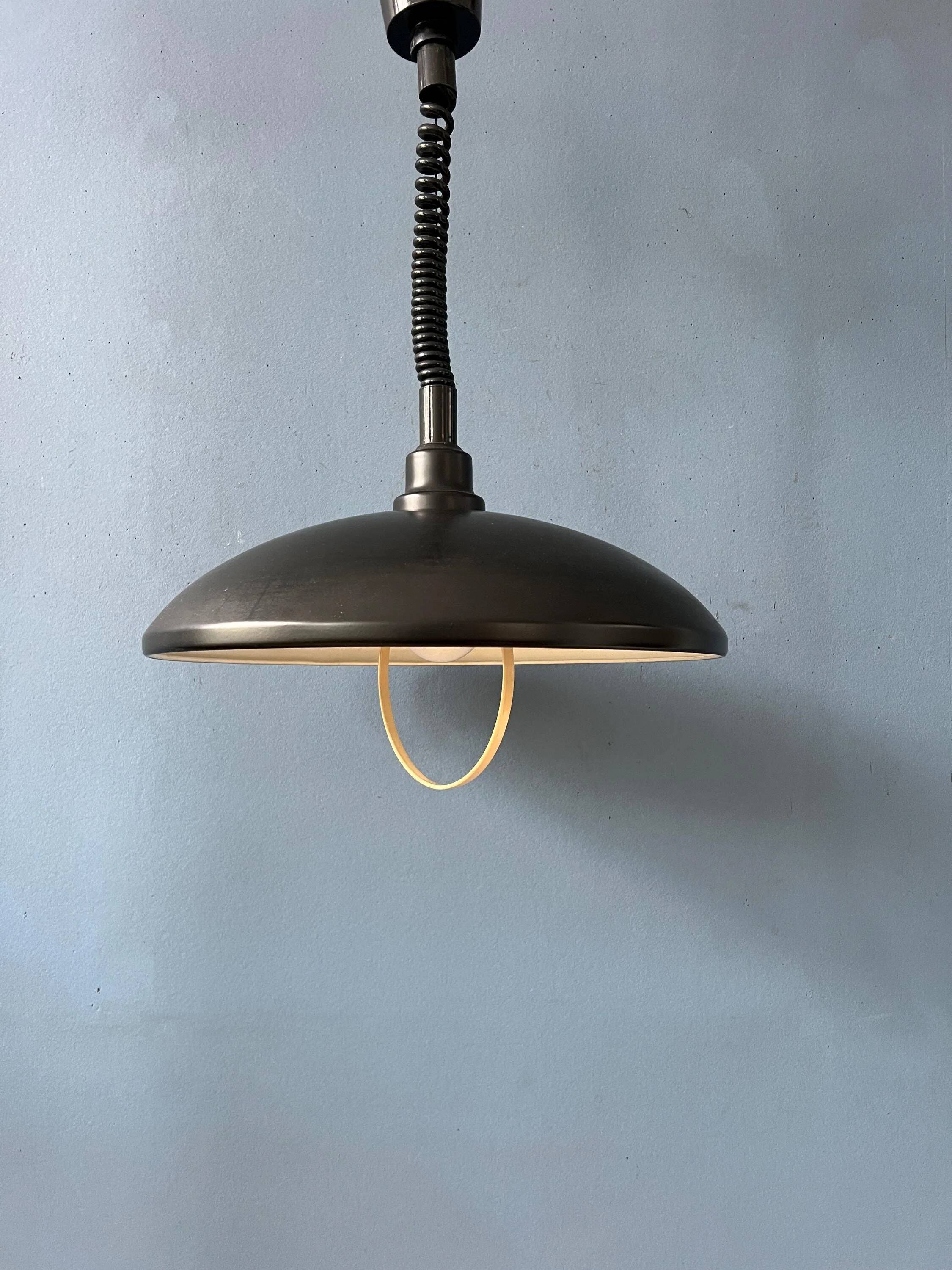 Black oval metal pendant Mid-Century