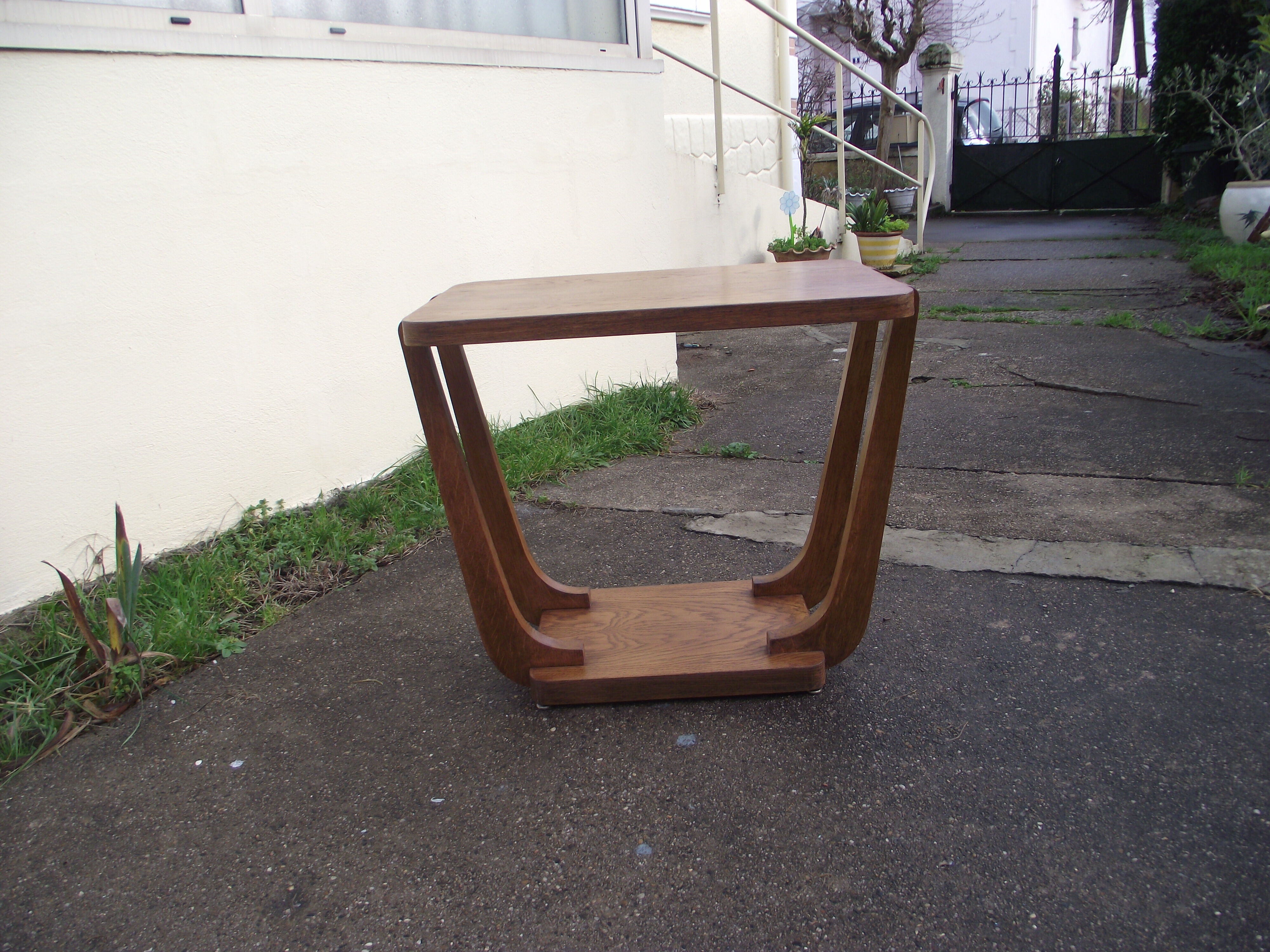 Art deco side table oak from the 50s