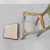Dining chair upholstered with stamped tin