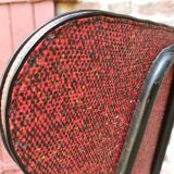 Pair of metal chairs vinyl red and white speckled black, Cimca brand