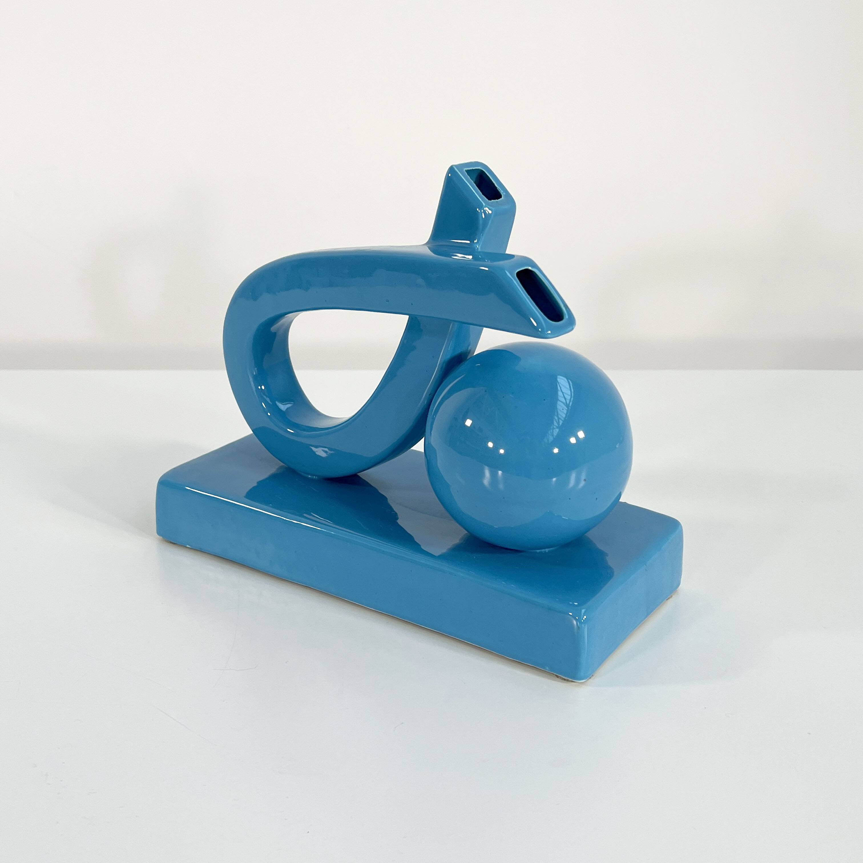 Italian blue ceramic vase, 1970s