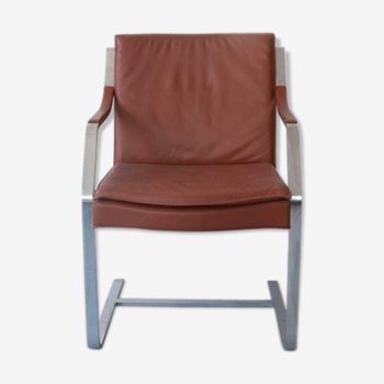 Fauteuil en cuir camel/brown conçus par Walter Knoll, années 1970