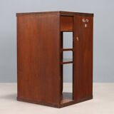 Small vintage cabinet in wood and white glass, Italian design, 1960s-1970s, original