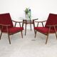 Pair of burgundy boomerang armchairs Antonin Suman Ton Bystrice (Thonet)