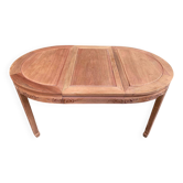 Round extendable dining table stripped in solid raw wood, Chinese Ming 196.