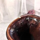 Seafoam tulipwood vase, brown and pink, Vallauris, signed PG