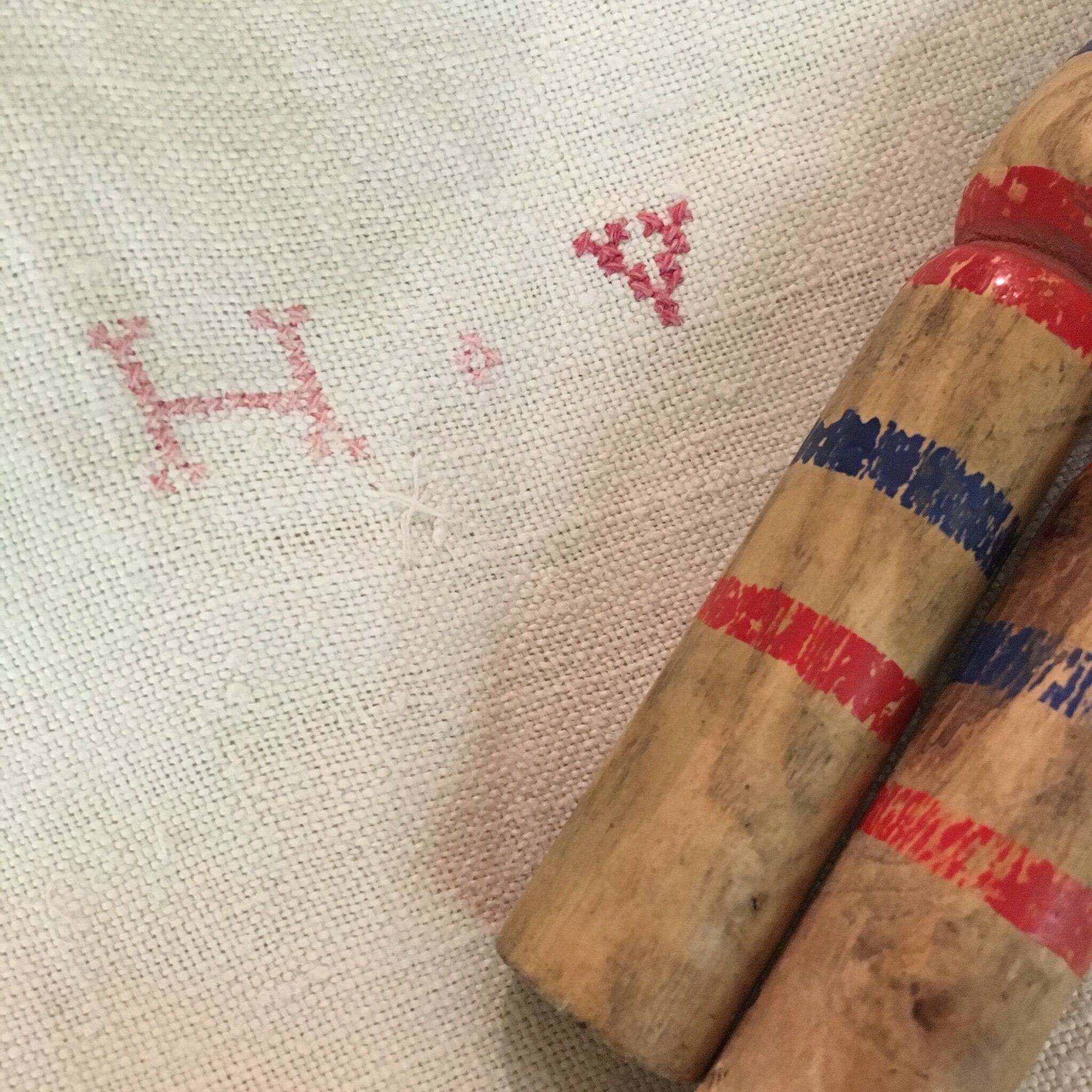 Old hemp embroidered sheet