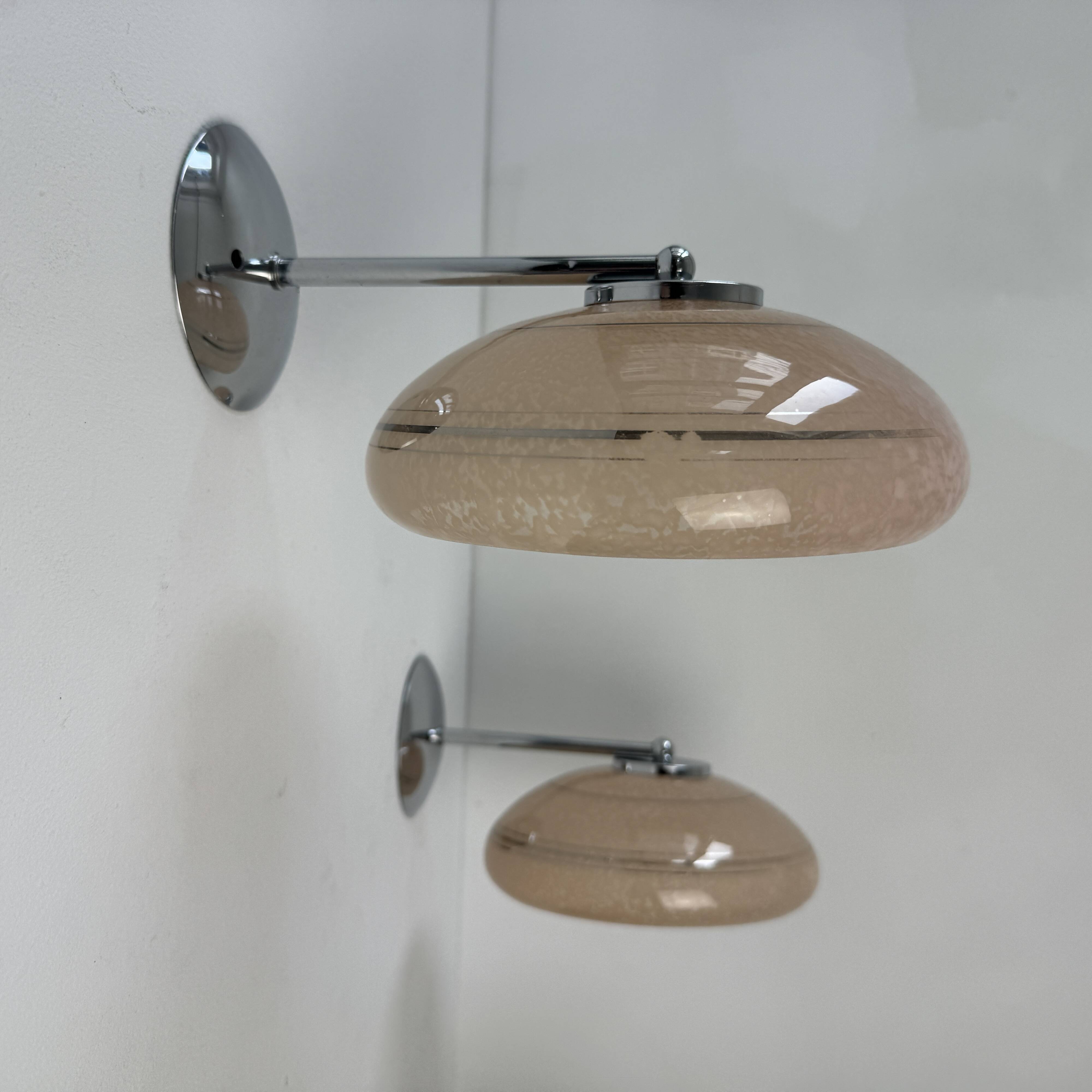 Pair of old vintage clichy glass wall lights