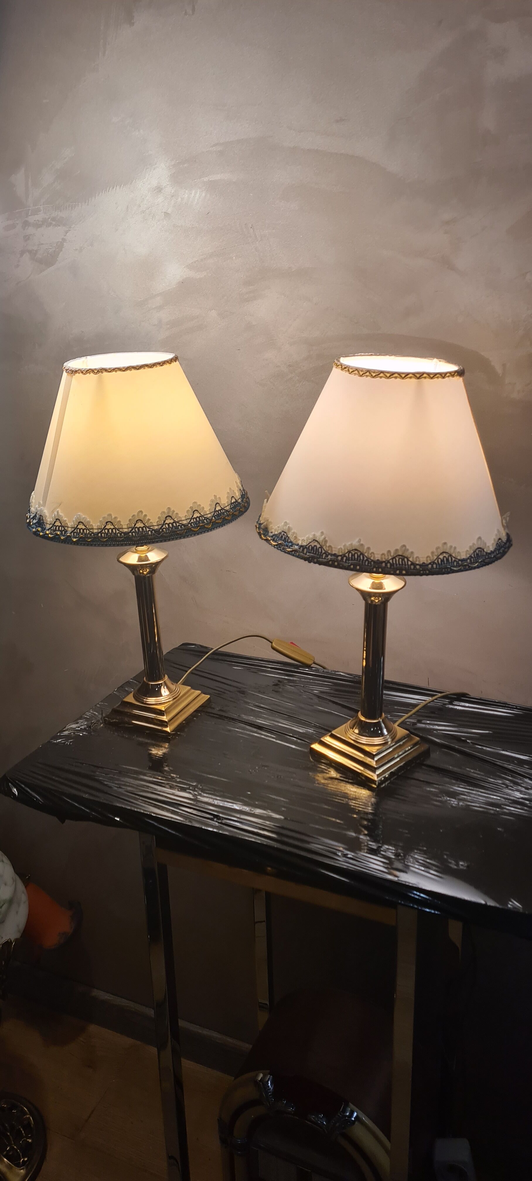 2 lamps deluxe brass chrome and gold, 1970 to 80