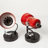 Pair of 1970s red and black wall lights