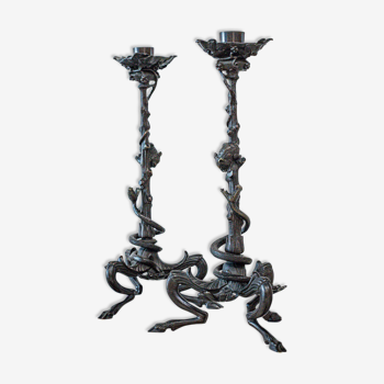 Paire de chandeliers en bronze Victor Paillard